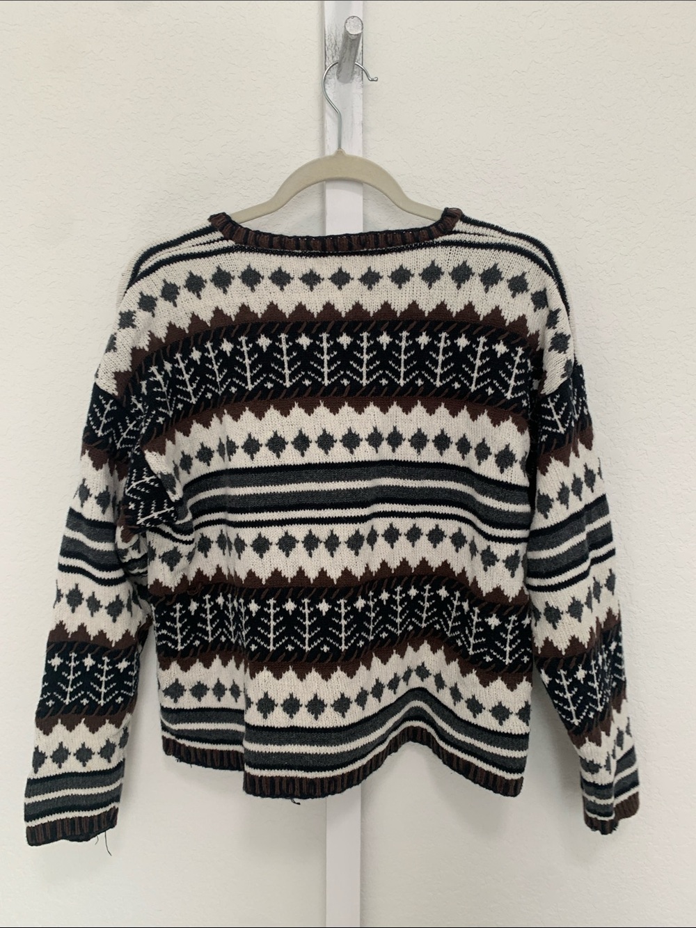 Vintage Christopher & Banks Cream, Brown & Black Patterned Button-Front Cardigan - Picture 5 of 7